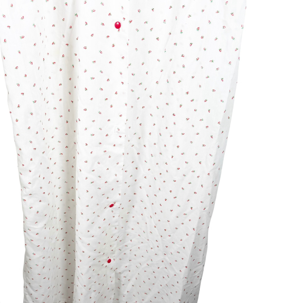 Vintage Strawberry Print Nightgown Robe Set Peignoir Pink White Cottage Size S - Picture 8 of 14